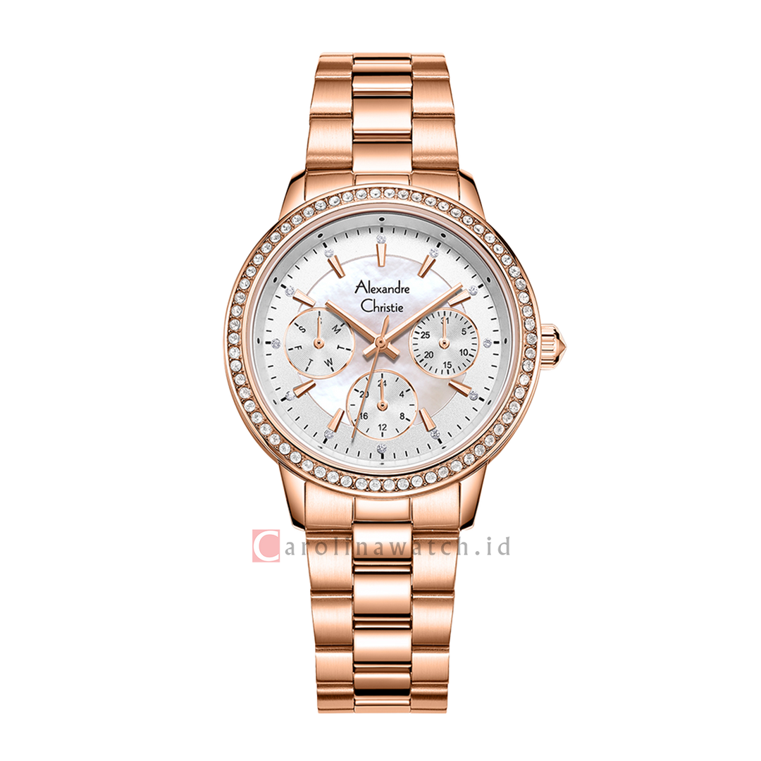 Jam Tangan Alexandre Christie AC 2A53 BFBRGSL Women Silver MOP Dial Rose Gold Stainless Steel Strap