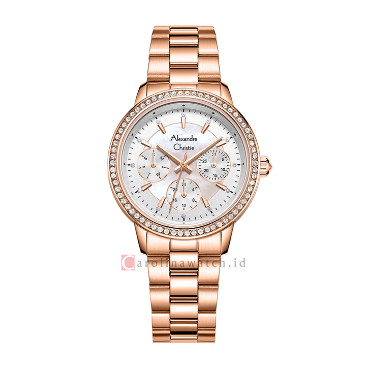 Jam Tangan Alexandre Christie AC 2A53 BFBRGSL Women Silver MOP Dial Rose Gold Stainless Steel Strap