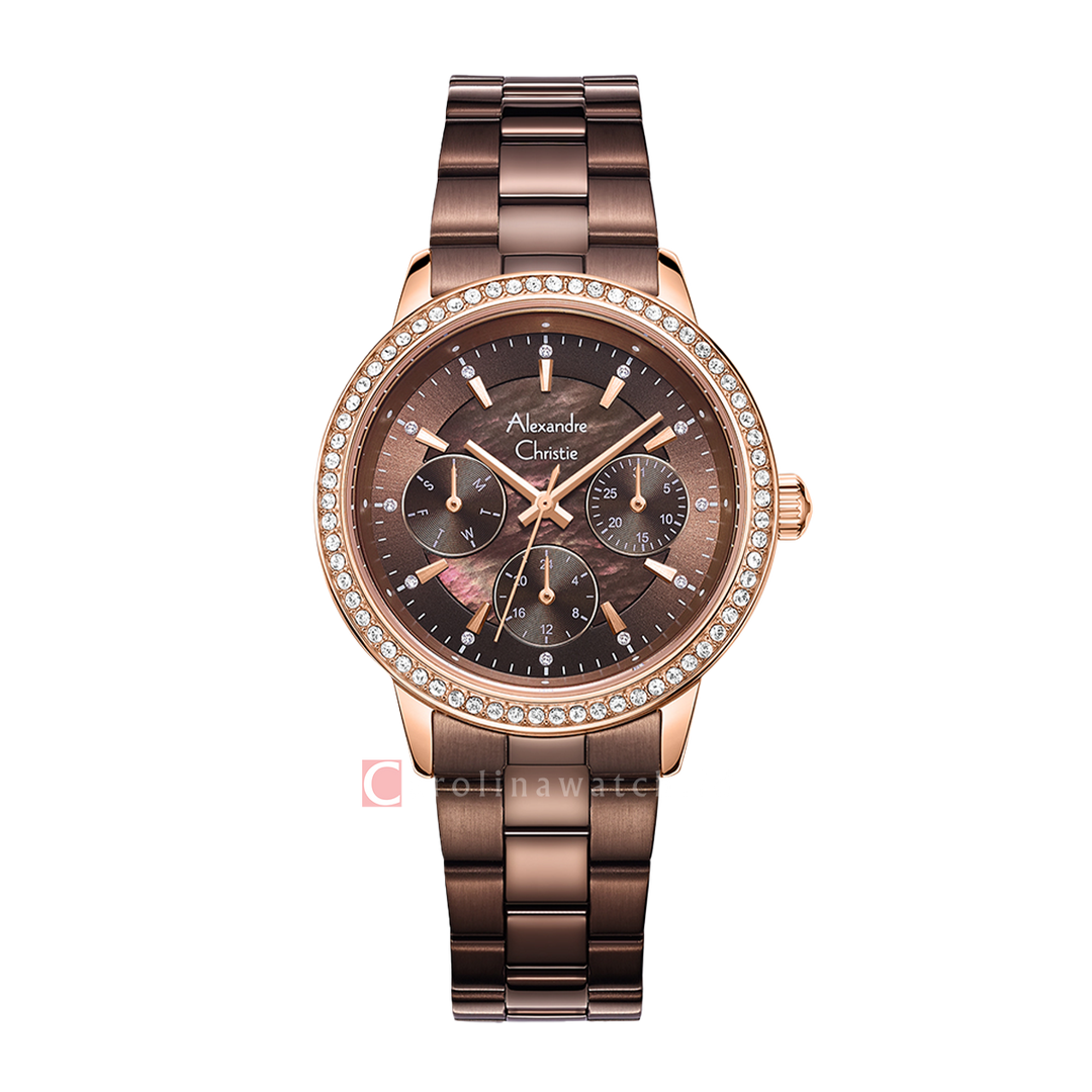 Jam Tangan Alexandre Christie Classic AC 2A53 BFBROBO Women Brown MOP Dial Brown Stainless Steel Strap