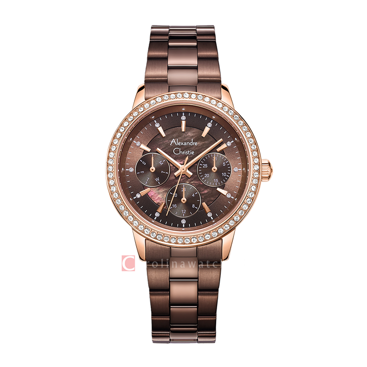 Jam Tangan Alexandre Christie Classic AC 2A53 BFBROBO Women Brown MOP Dial Brown Stainless Steel Strap