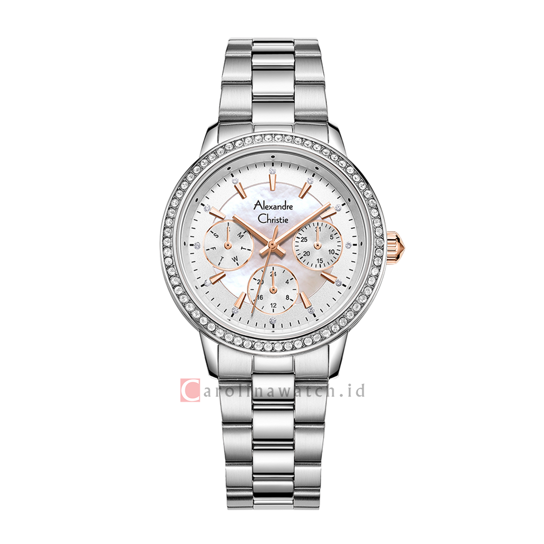 Jam Tangan Alexandre Christie AC 2A53 BFBSSSLRG Women White MOP Dial Stainless Steel Strap