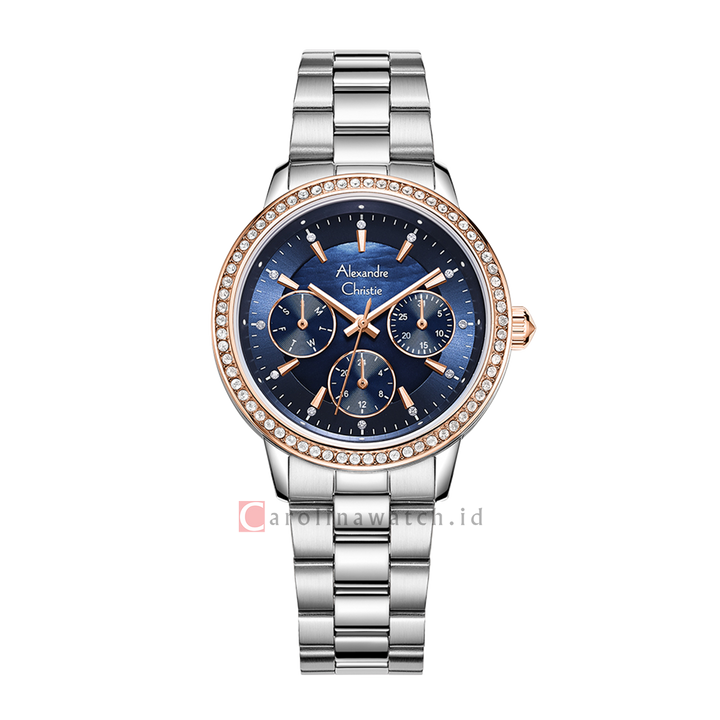 Jam Tangan Alexandre Christie AC 2A53 BFBTRBU Women Blue MOP Dial Stainless Steel Strap