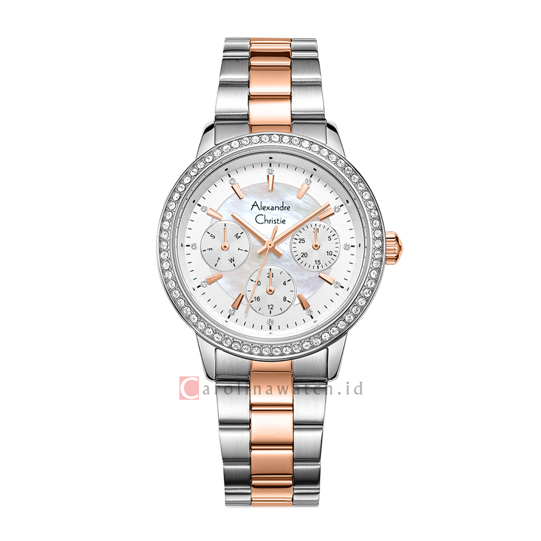 Jam Tangan Alexandre Christie Classic AC 2A53 BFBTRSL Women Silver MOP Dial Dual Tone Stainless Steel Strap