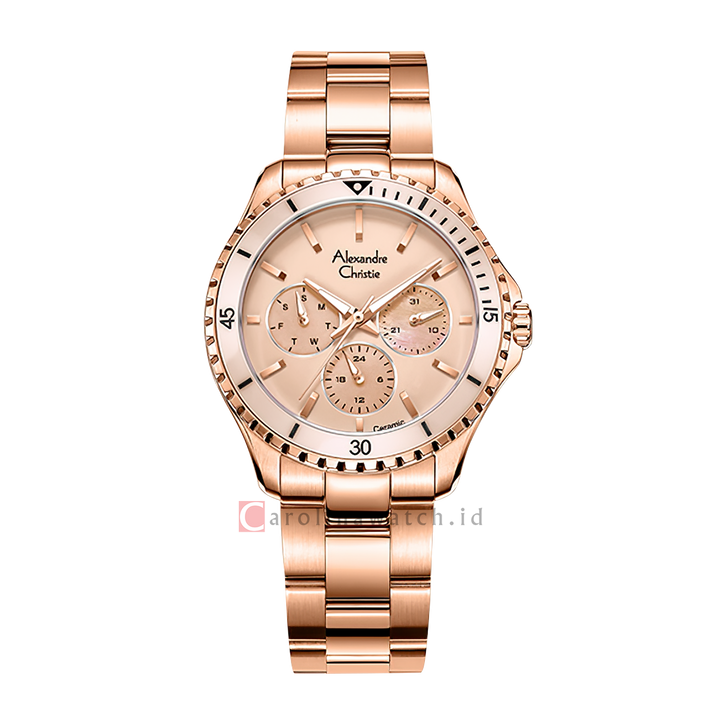 Jam Tangan Alexandre Christie Multifunction AC 2A54 BFBRGLK Women Rose Gold MOP Dial Rose Gold Stainless Steel Strap