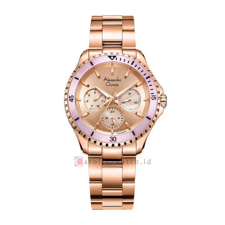 Jam Tangan Alexandre Christie Multifunction AC 2A54 BFBRGLNPN Women Rose Gold Dial Rose Gold Stainless Steel Strap