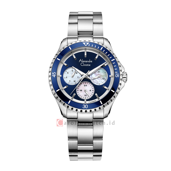 Jam Tangan Alexandre Christie Multifunction AC 2A54 BFBSSBU Women Blue Dial Stainless Steel Strap