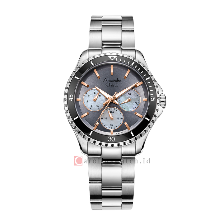 Jam Tangan Alexandre Christie Multifunction AC 2A54 BFBSSGRRG Women Grey MOP Dial Stainless Steel Strap