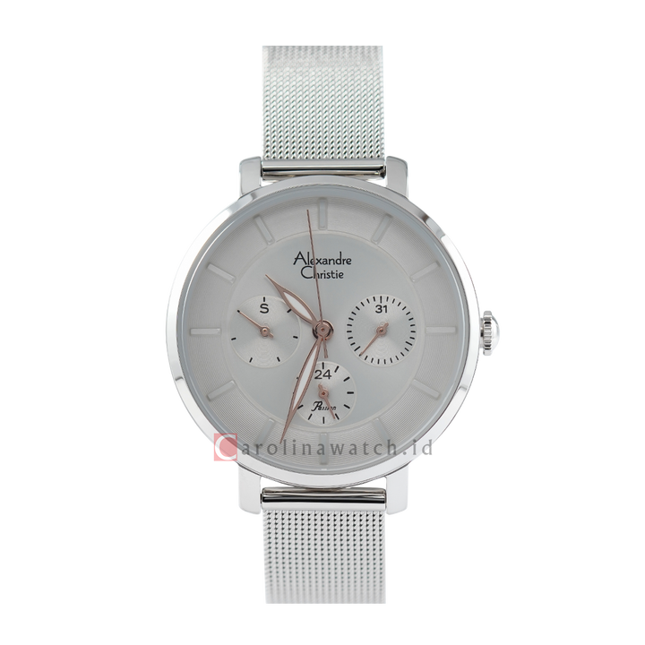 Jam Tangan Alexandre Christie AC 2A55 BFBSSLGRG Unisex Silver Dial Stainless Steel Strap