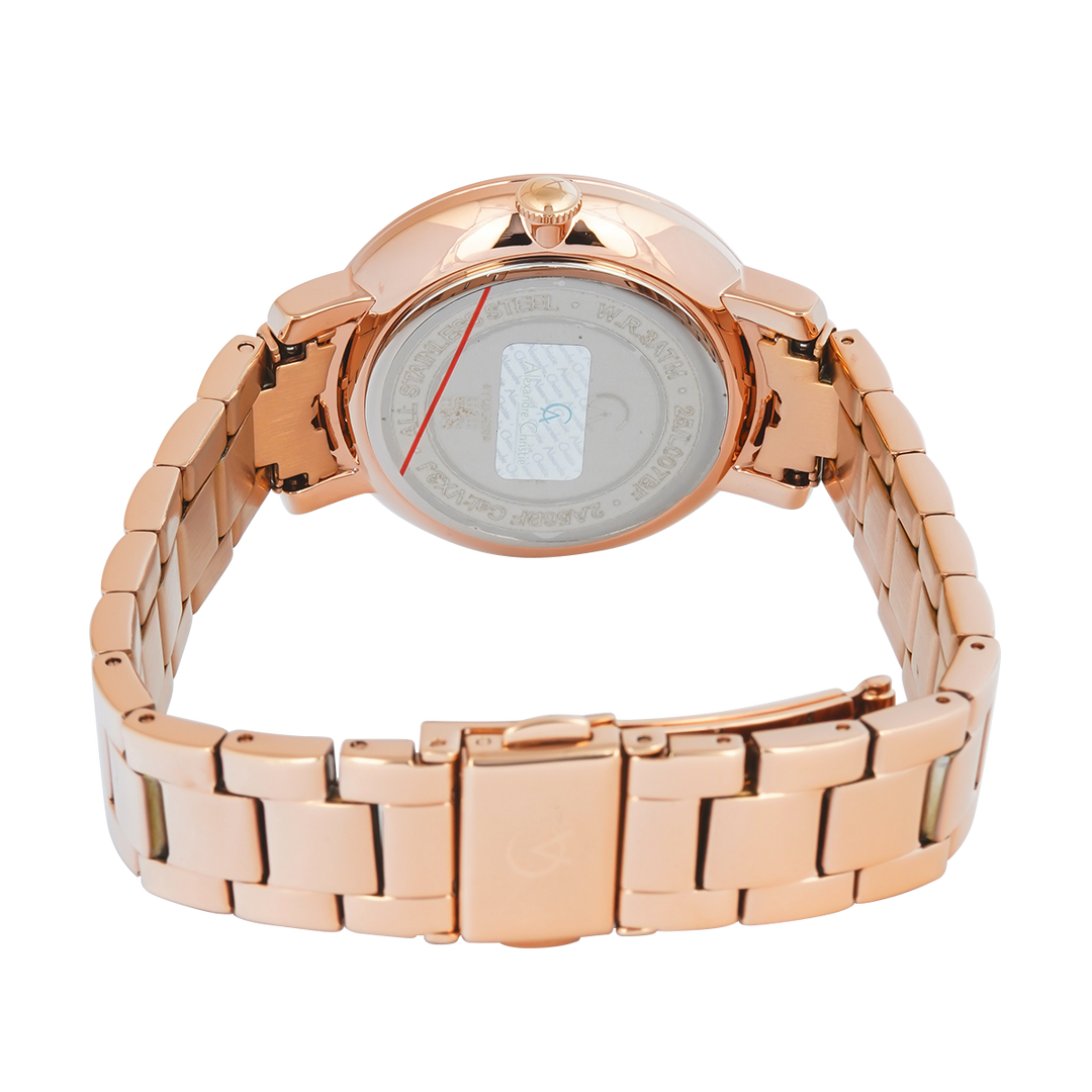 Jam Tangan Alexandre Christie AC 2A56 BFBRGRE Women Red Dial Rose Gold Stainless Steel Strap