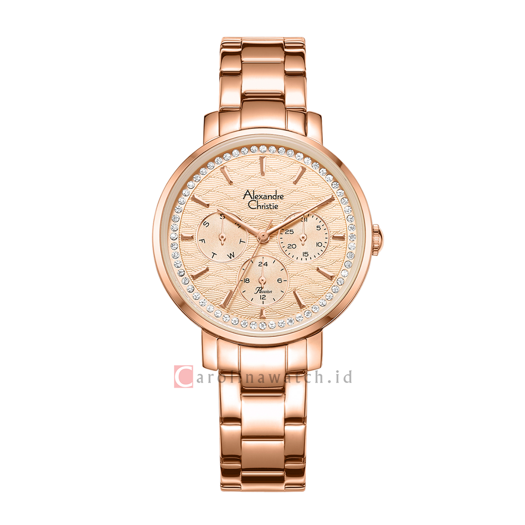 Jam Tangan Alexandre Christie AC 2A56 BFBRGRG Women Rose Gold Dial Rose Gold Stainless Steel Strap