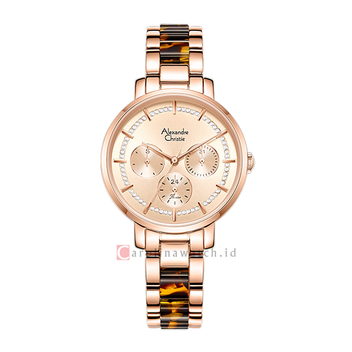 Jam Tangan Alexandre Christie Passion AC 2A56 BFBRGRGBO Women Gold Dial Dual Tone Stainless Steel Strap