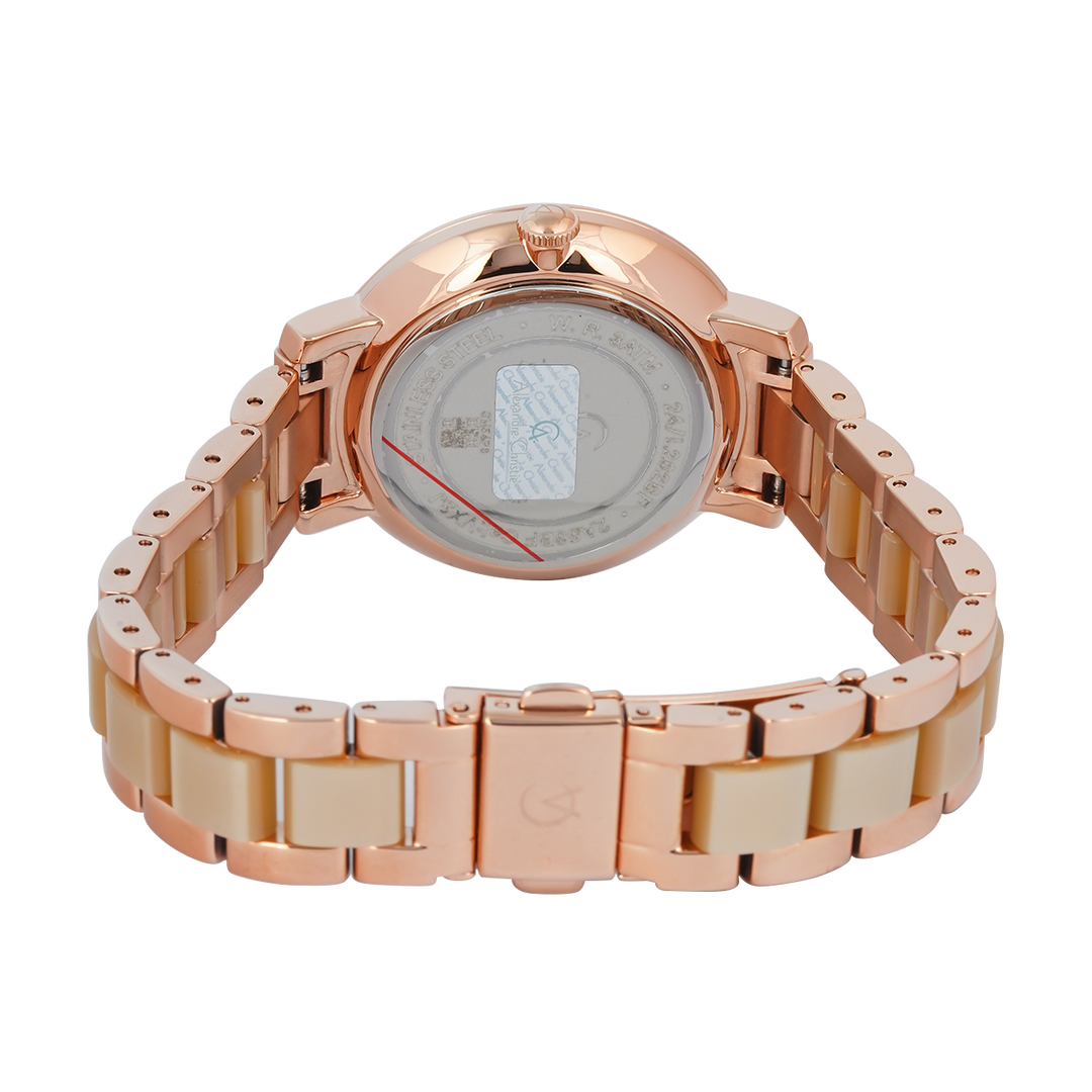 Jam Tangan Alexandre Christie AC 2A56 BFBRGRGGR Women Gold Dial Dual Tone Stainless Steel Strap