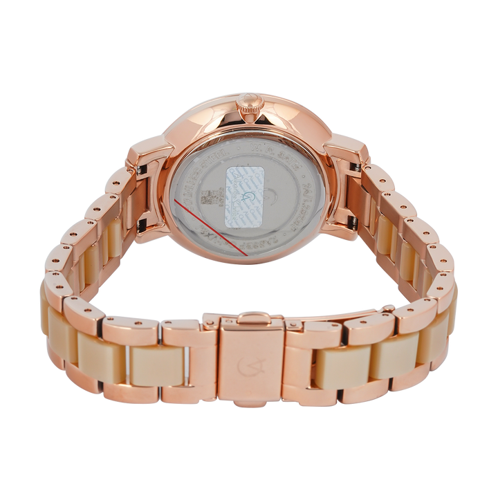 Jam Tangan Alexandre Christie AC 2A56 BFBRGRGGR Women Gold Dial Dual Tone Stainless Steel Strap