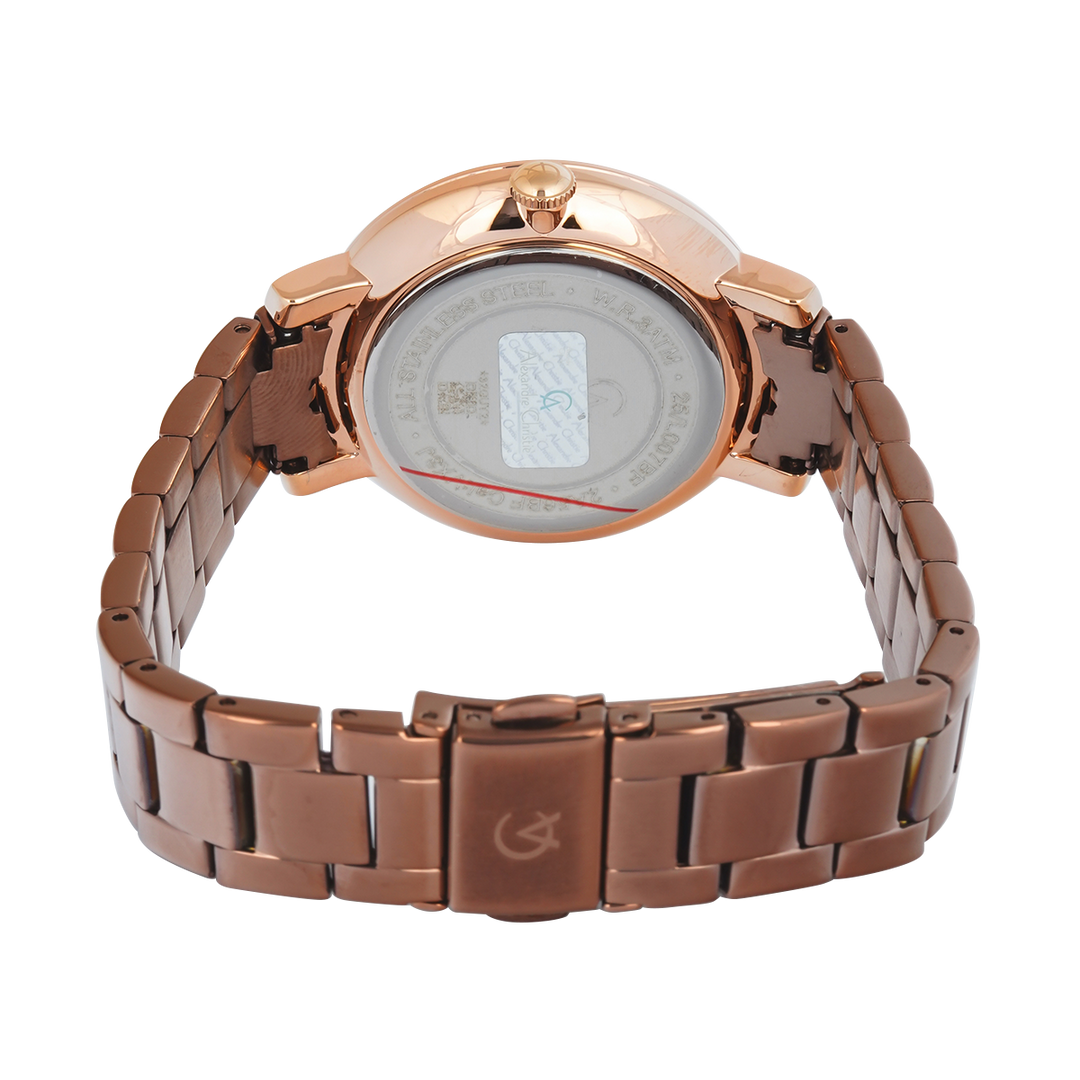 Jam Tangan Alexandre Christie Passion AC 2A56 BFBROBO Women Brown Dial Brown Stainless Steel Strap
