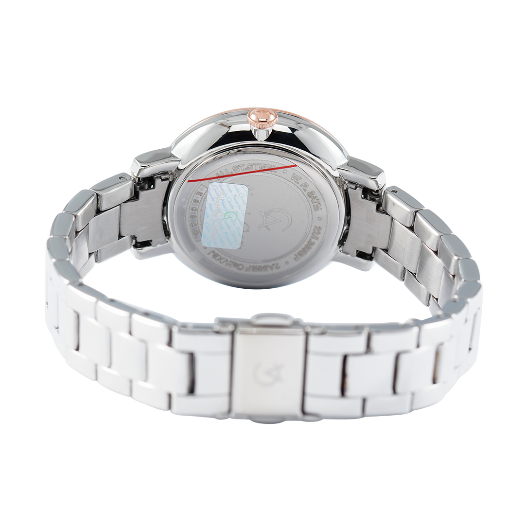 Jam Tangan Alexandre Christie AC 2A56 BFBTRSL Women White Dial Silver Stainless Steel Strap