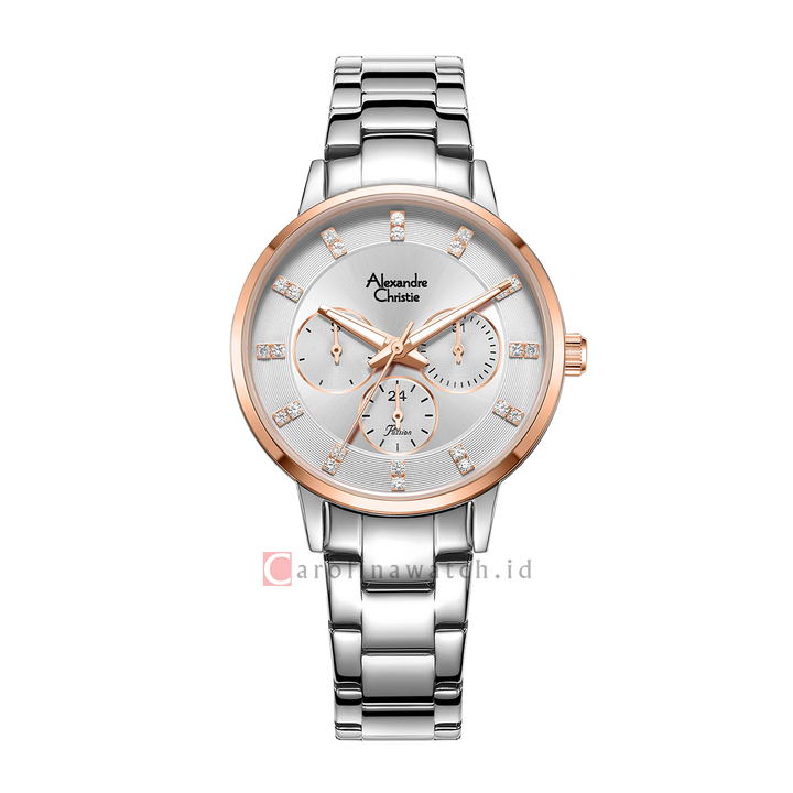 Jam Tangan Alexandre Christie Passion AC 2A57 BFBTRGR Women Silver Dial Stainless Steel Strap