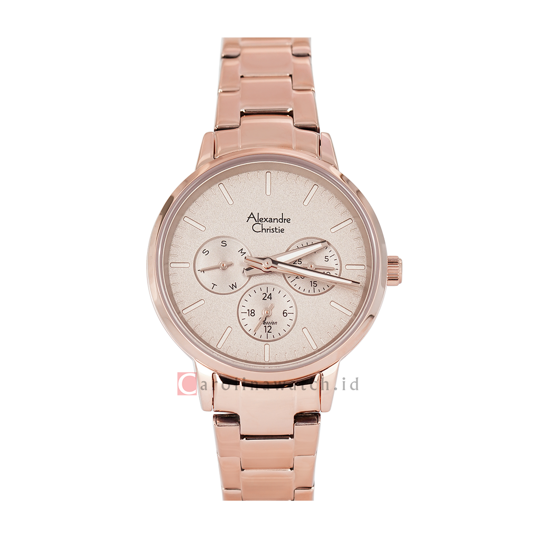 Jam Tangan Alexandre Christie Passion AC 2A58 BFBRGRG Women Light Rose Gold Dial Rose Gold Stainless Steel Strap