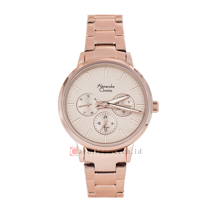 Jam Tangan Alexandre Christie Passion AC 2A58 BFBRGRG Women Light Rose Gold Dial Rose Gold Stainless Steel Strap