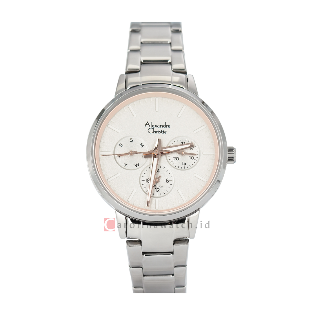 Jam Tangan Alexandre Christie Passion AC 2A58 BFBSSGRRG Women White Dial Stainless Steel Strap