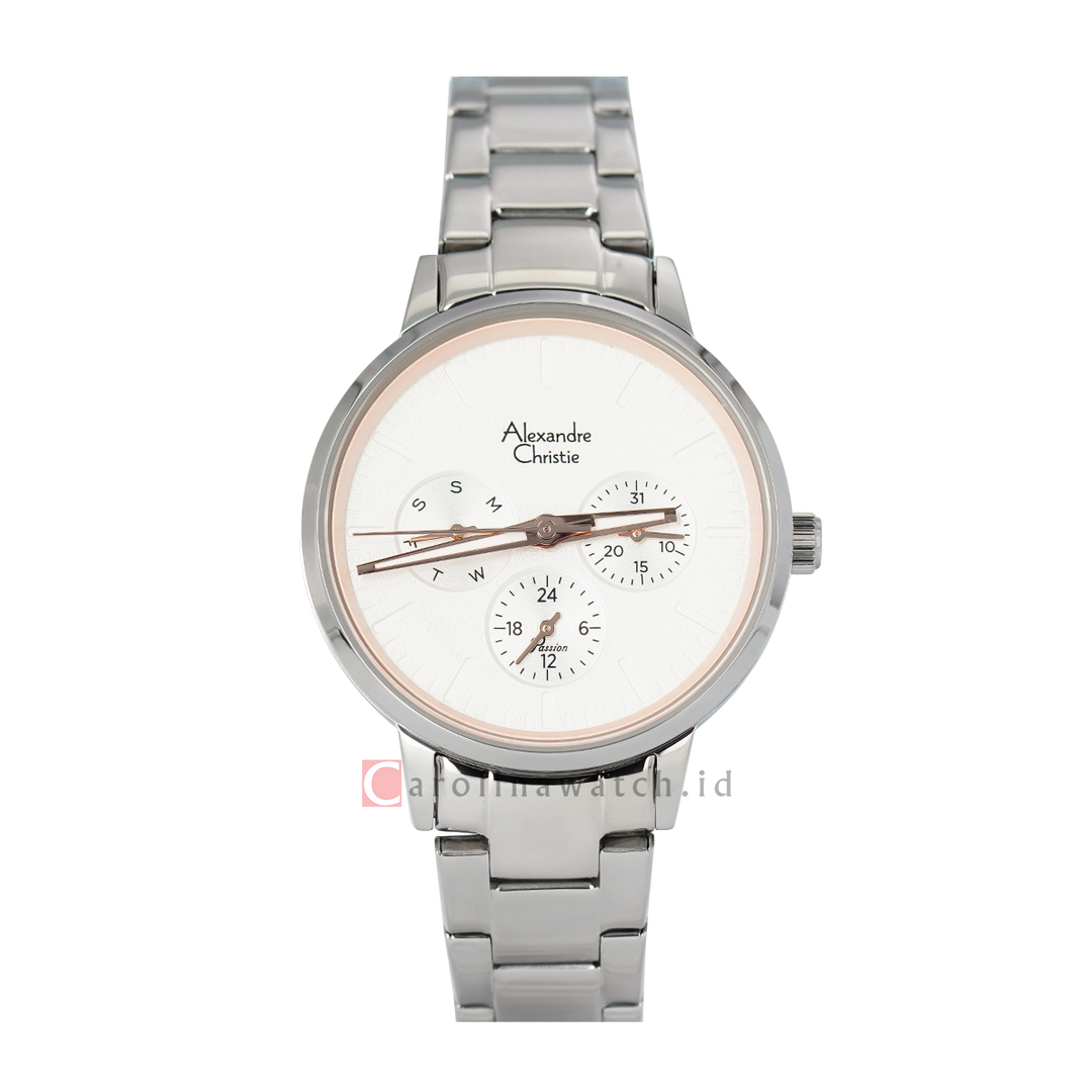 Jam Tangan Alexandre Christie Passion AC 2A58 BFBSSSLRG Women White Dial Stainless Steel Strap