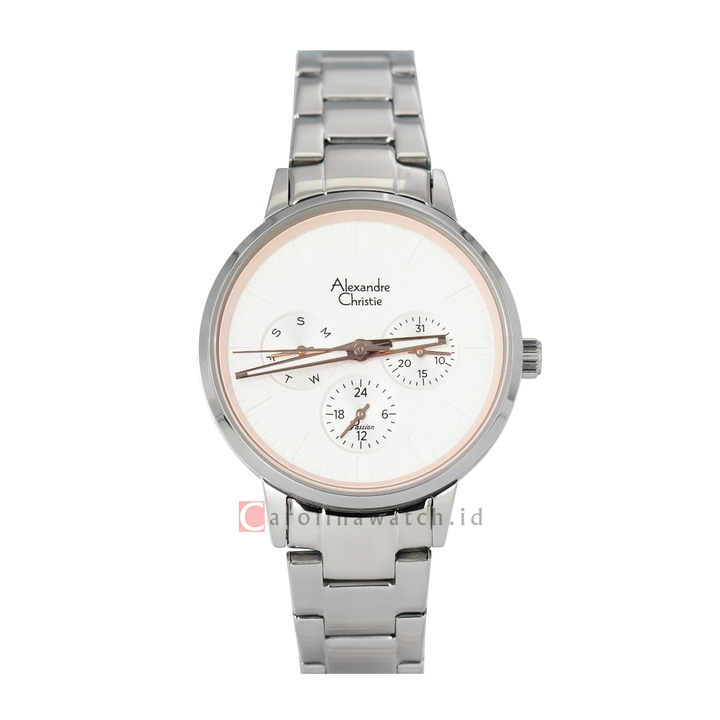 Jam Tangan Alexandre Christie Passion AC 2A58 BFBSSSLRG Women White Dial Stainless Steel Strap