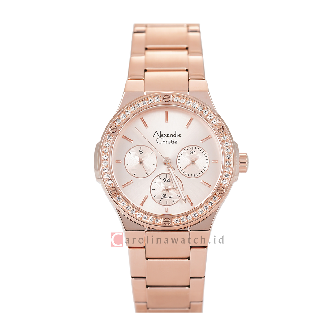 Jam Tangan Alexandre Christie Passion AC 2A59 BFBRGRG Women Rose Gold Dial Rose Gold Stainless Steel Strap