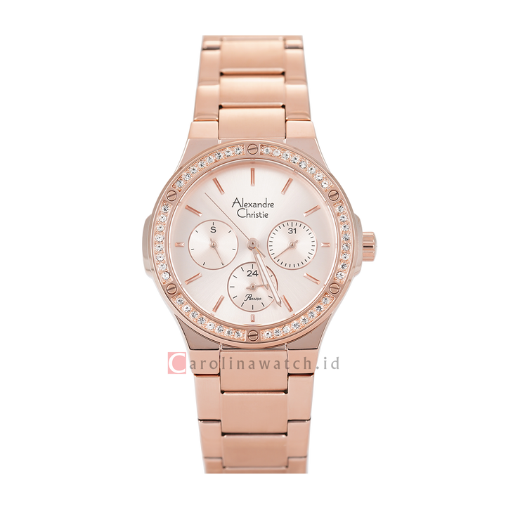 Jam Tangan Alexandre Christie Passion AC 2A59 BFBRGRG Women Rose Gold Dial Rose Gold Stainless Steel Strap