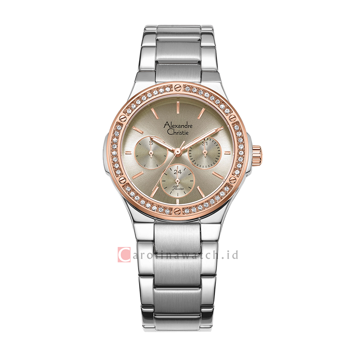 Jam Tangan Alexandre Christie Passion AC 2A59 BFBTRGR Women Grey Dial Stainless Steel Strap