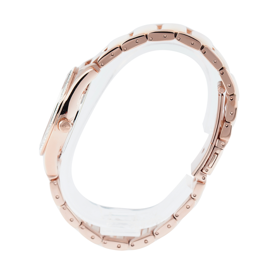 Jam Tangan Alexandre Christie AC 2A60 BFBRGSL Women White Dial Rose Gold Stainless Steel Strap
