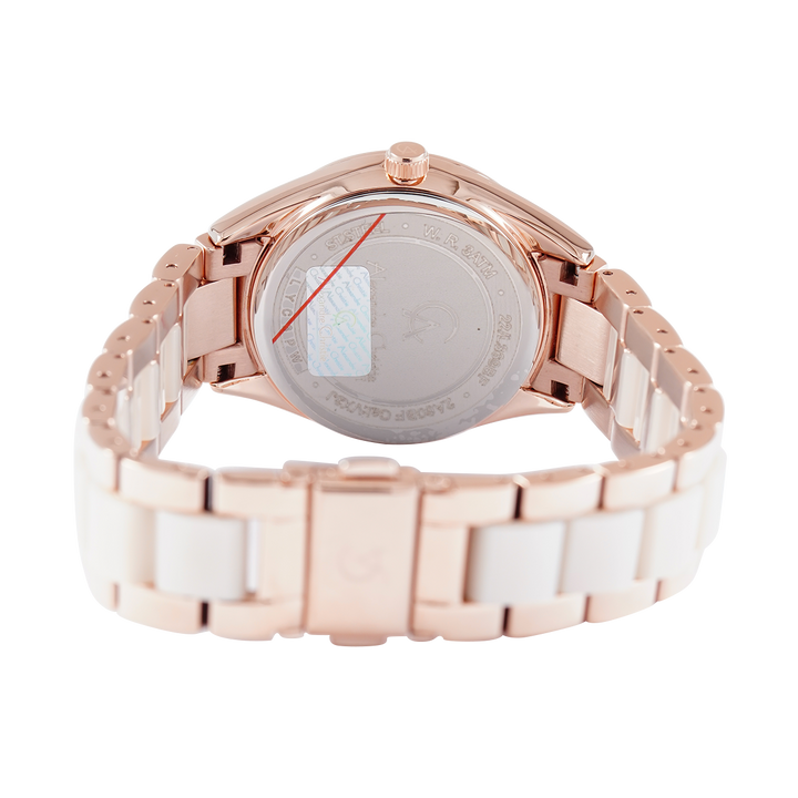 Jam Tangan Alexandre Christie AC 2A60 BFBRGSL Women White Dial Rose Gold Stainless Steel Strap
