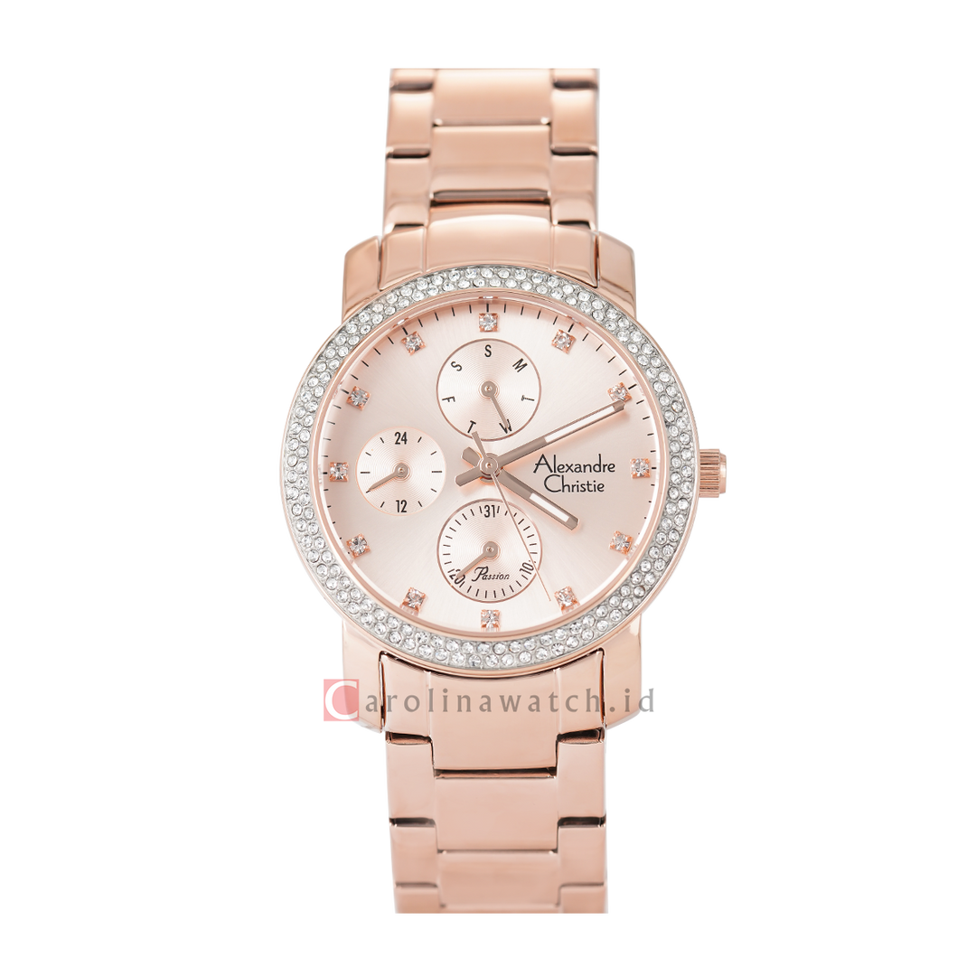 Jam Tangan Alexandre Christie Passion AC 2A61 BFBRGRG Women Rose Gold Dial Rose Gold Stainless Steel Strap