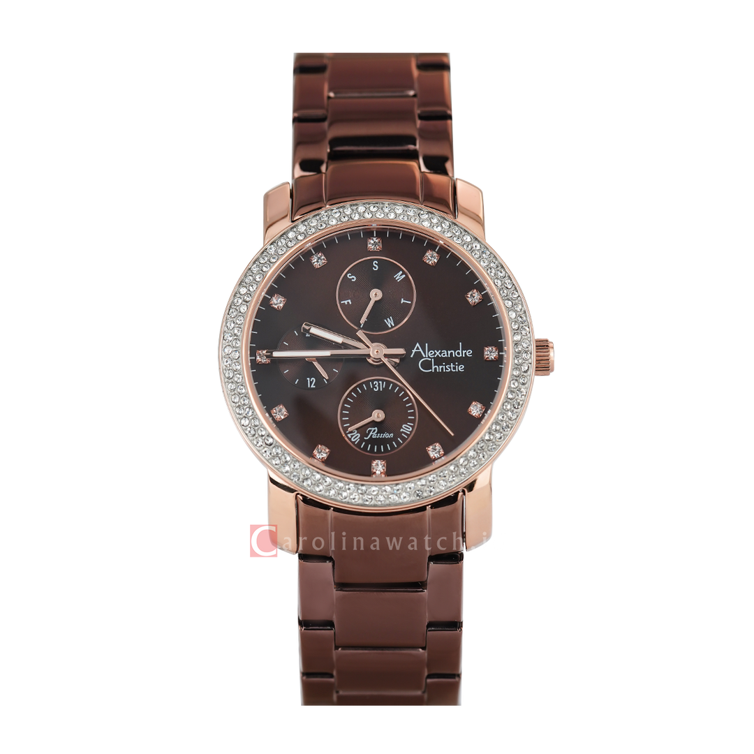 Jam Tangan Alexandre Christie Passion AC 2A61 BFBROBO Women Brown Dial Brown Stainless Steel Strap