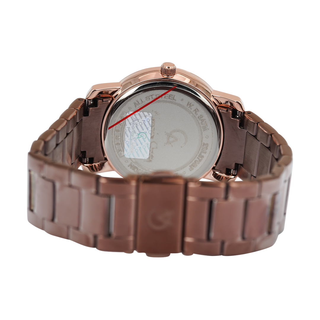 Jam Tangan Alexandre Christie Passion AC 2A61 BFBROBO Women Brown Dial Brown Stainless Steel Strap