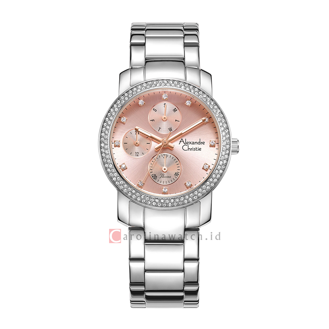 Jam Tangan Alexandre Christie Passion AC 2A61 BFBSSPN Women Pink Dial Stainless Steel Strap