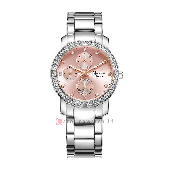 Jam Tangan Alexandre Christie Passion AC 2A61 BFBSSPN Women Pink Dial Stainless Steel Strap