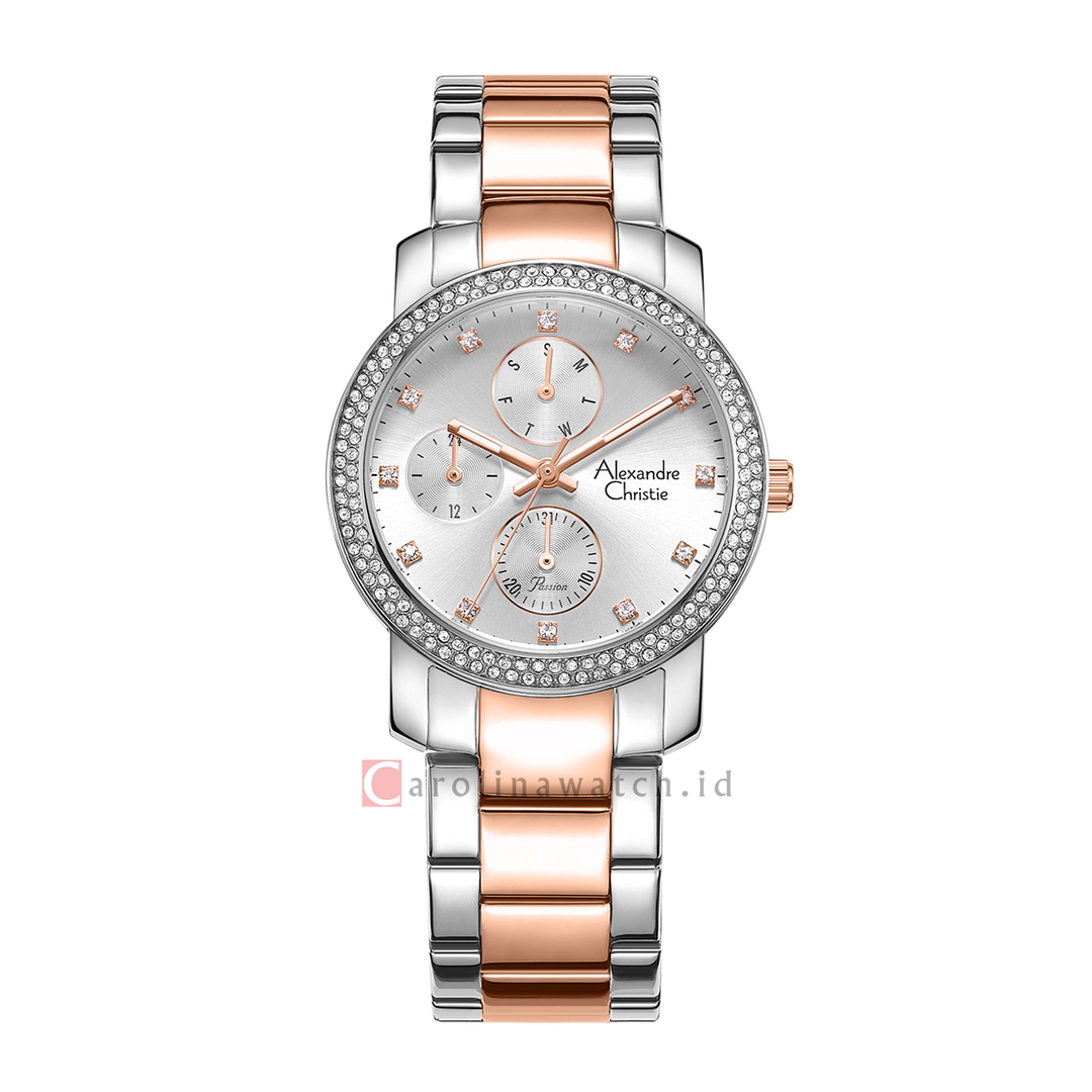 Jam Tangan Alexandre Christie Passion AC 2A61 BFBTRSL Women Silver Dial Dual Tone Stainless Steel Strap