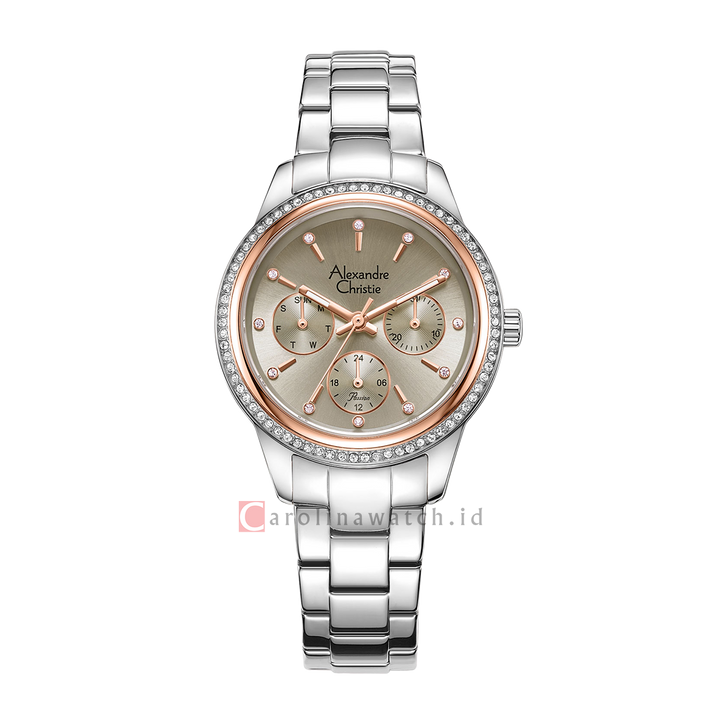 Jam Tangan Alexandre Christie Passion AC 2A62 BFBSSGRRG Women Grey Dial Stainless Steel Strap