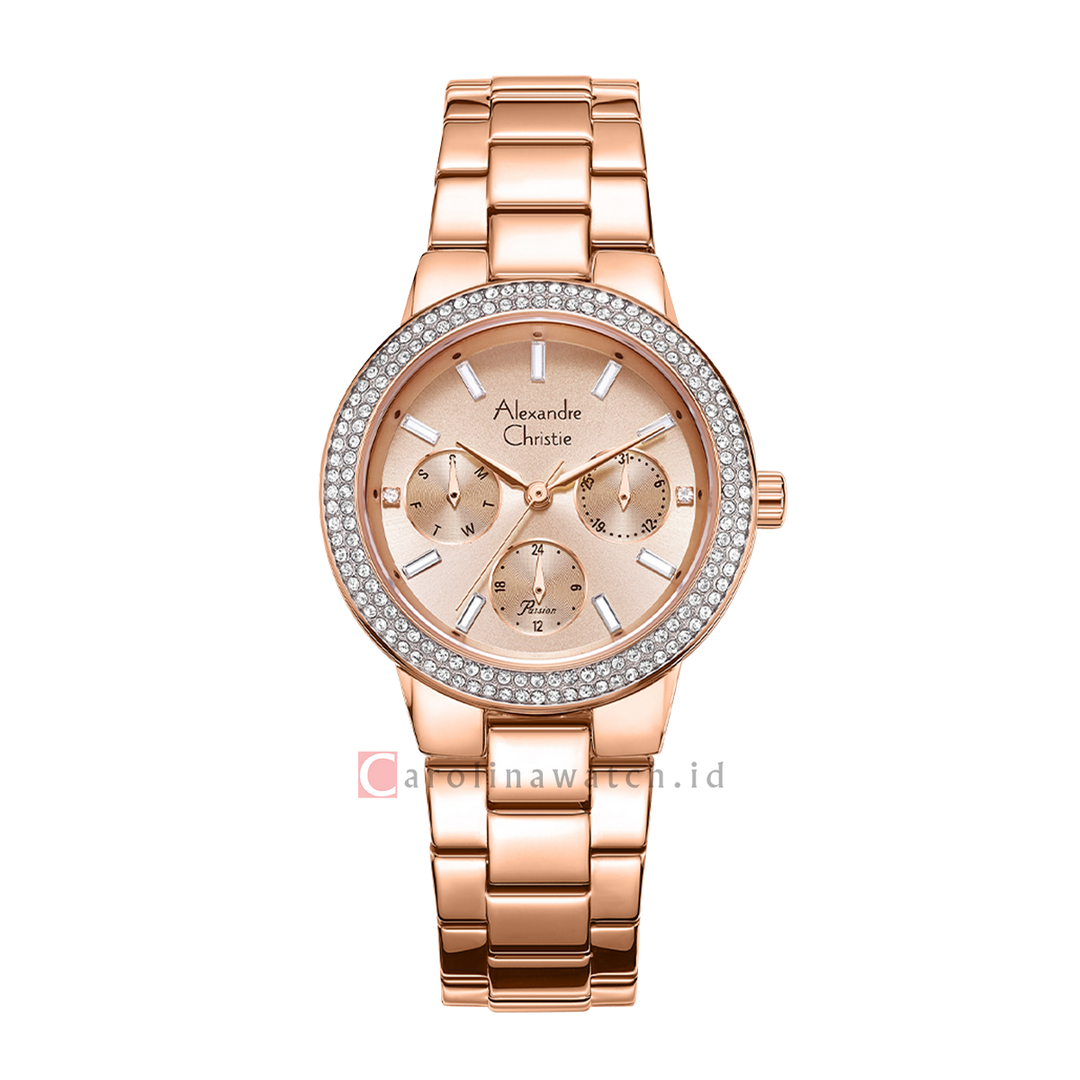 Jam Tangan Alexandre Christie Passion AC 2A63 BFBRGRG Women Rose Gold Dial Rose Gold Stainless Steel Strap