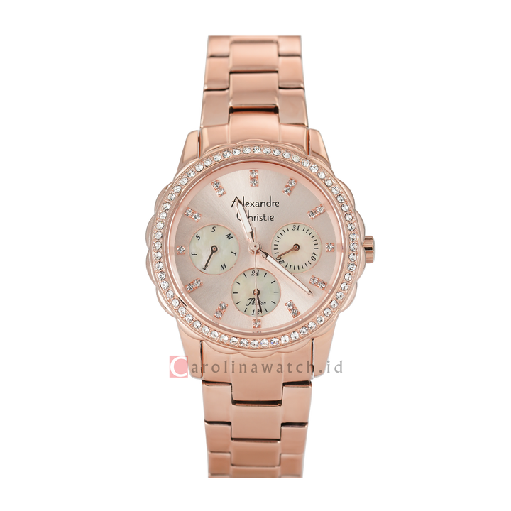 Jam Tangan Alexandre Christie Passion AC 2A64 BFBRGRG Women Rose Gold Dial Rose Gold Stainless Steel Strap