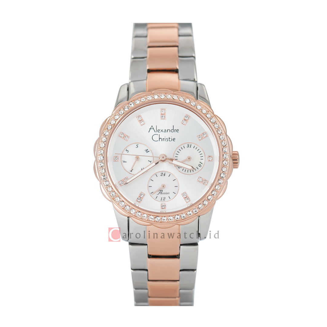 Jam Tangan Alexandre Christie Passion AC 2A64 BFBTRSL Women Silver Dial Dual Tone Stainless Steel Strap