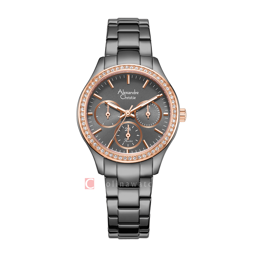 Jam Tangan Alexandre Christie Passion AC 2A66 BFBIGDGRG Women Grey Dial Grey Stainless Steel Strap