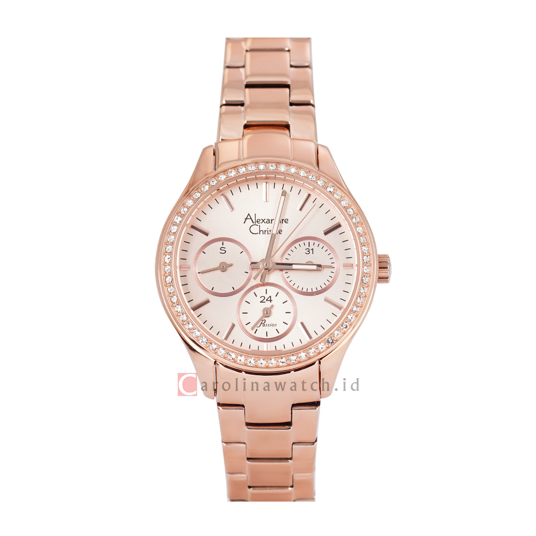 Jam Tangan Alexandre Christie Passion AC 2A66 BFBRGRG Women Silver Dial Rose Gold Stainless Steel Strap