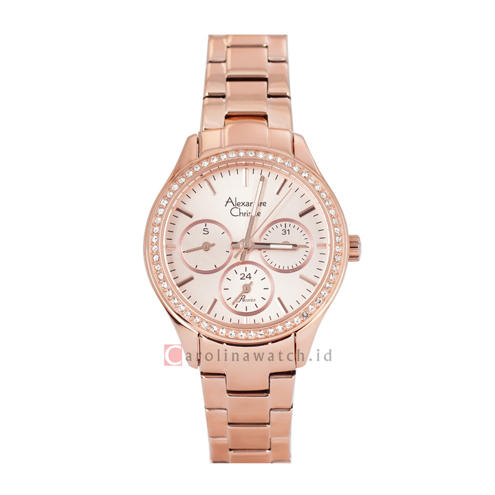 Jam Tangan Alexandre Christie Passion AC 2A66 BFBRGRG Women Silver Dial Rose Gold Stainless Steel Strap