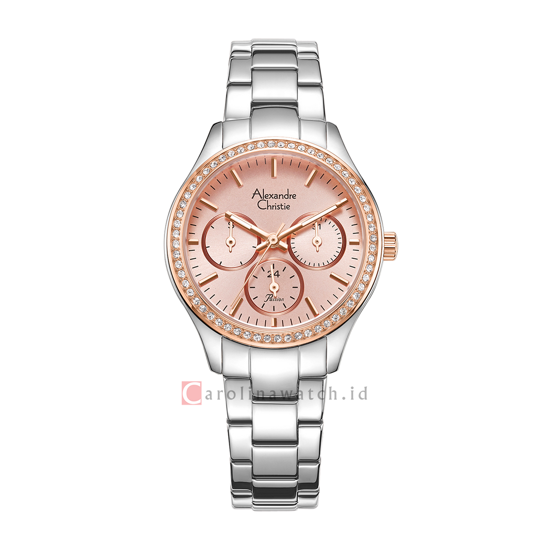 Jam Tangan Alexandre Christie Passion AC 2A66 BFBTRPNRG Women Light Pink Dial Rose Gold Stainless Steel Strap