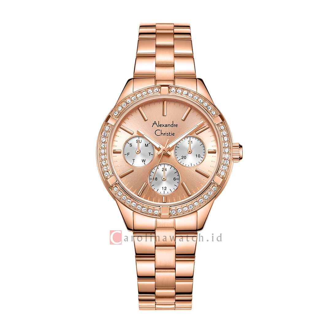 Jam Tangan Alexandre Christie AC 2A67 BFBRGLN Women Rose Gold Dial Rose Gold Stainless Steel Strap