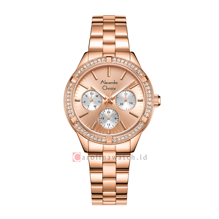 Jam Tangan Alexandre Christie AC 2A67 BFBRGLN Women Rose Gold Dial Rose Gold Stainless Steel Strap