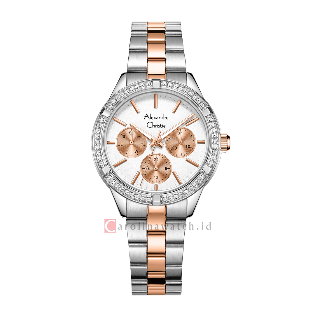 Jam Tangan Alexandre Christie AC 2A67 BFBTRSL Women Dual Tone Dial Dual Tone Stainless Steel Strap