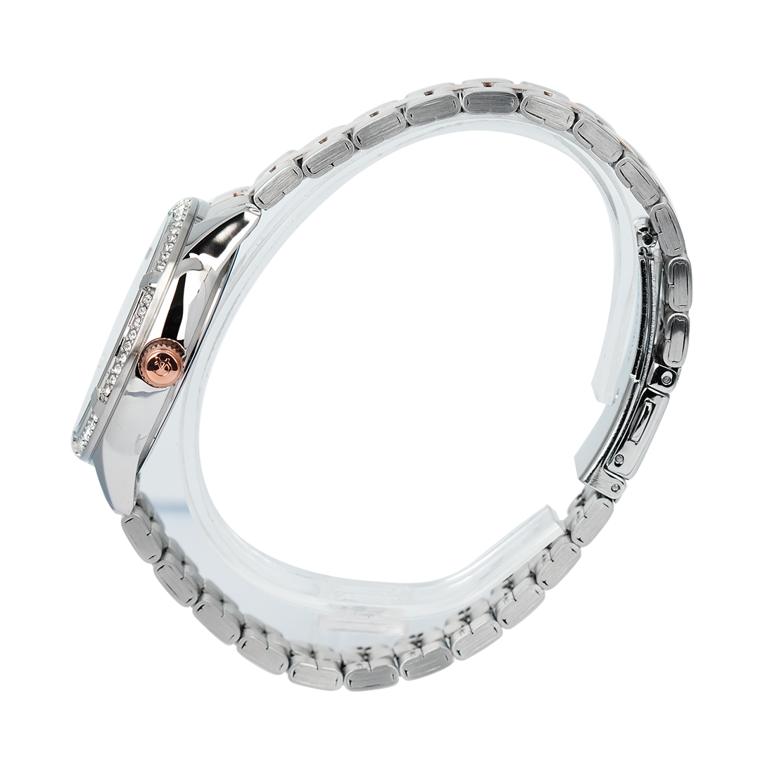 Jam Tangan Alexandre Christie AC 2A67 BFBTRSL Women Dual Tone Dial Dual Tone Stainless Steel Strap