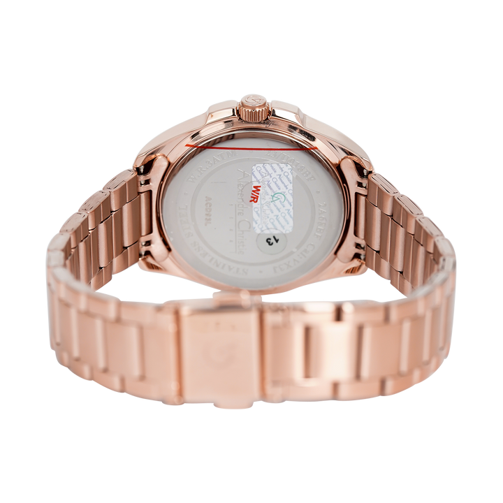 Jam Tangan Alexandre Christie Classic AC 2A68 BFBRGBO Women Brown Dial Rose Gold Stainless Steel Strap