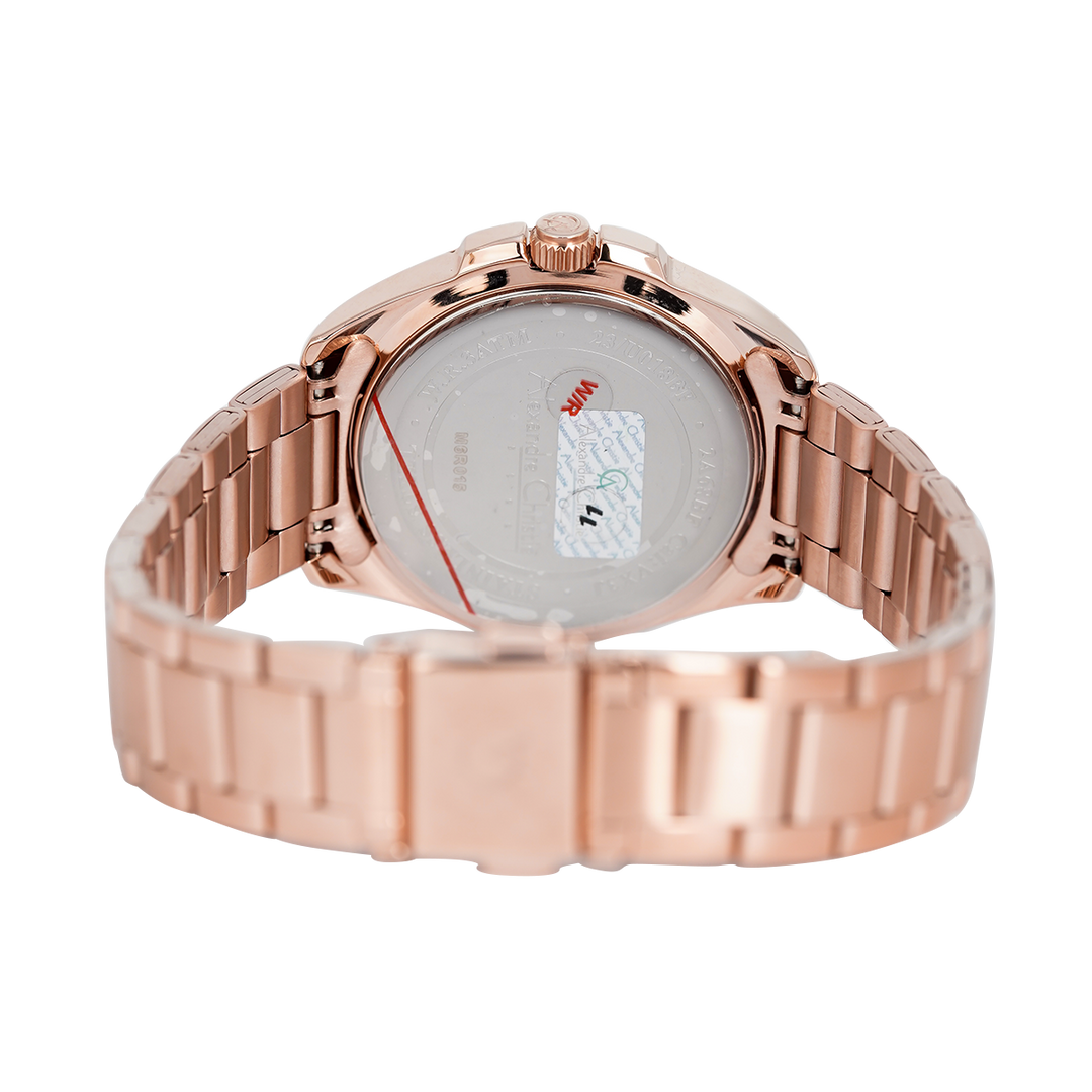 Jam Tangan Alexandre Christie Classic AC 2A68 BFBRGRE Women Red Dial Rose Gold Stainless Steel Strap